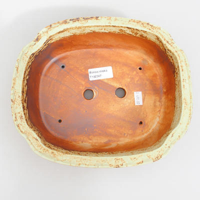Ceramic bonsai bowl 25 x 21 x 7,5 cm, brown-yellow color - 3
