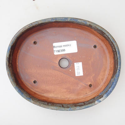 Ceramic bonsai bowl 17 x 14 x 4 cm, brown-blue color - 3