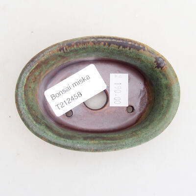 Ceramic bonsai bowl 9 x 6.5 x 3.5 cm, color green-brown - 3