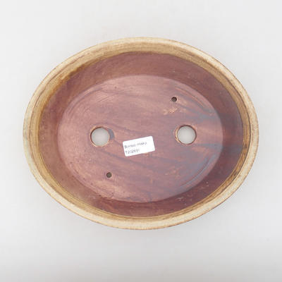 Ceramic bonsai bowl 26.5 x 21.5 x 6 cm, brown color - 3