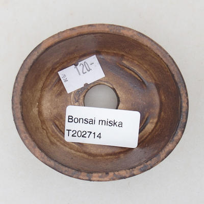 Ceramic bonsai bowl 7.5 x 6.5 x 3.5 cm, brown color - 3