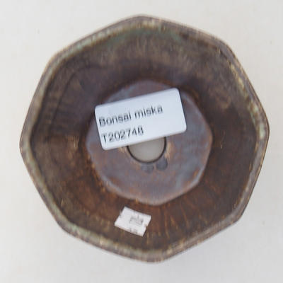 Ceramic bonsai bowl 8.5 x 8.5 x 5.5 cm, brown color - 3