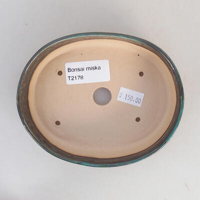 Ceramic bonsai bowl 13 x 10.5 x 3.5 cm, color green - 3