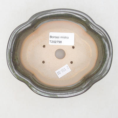 Ceramic bonsai bowl 13.5 x 11.5 x 6 cm, color green - 3