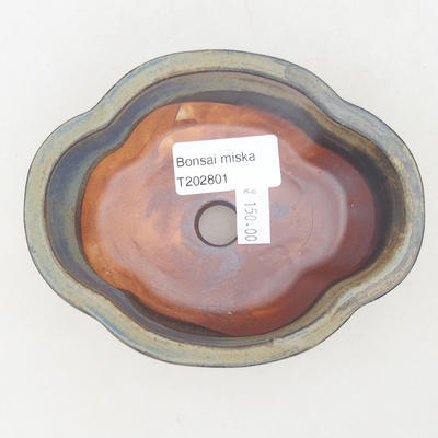 Ceramic bonsai bowl 12.5 x 10.5 x 4.5 cm, brown-blue color - 3