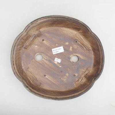 Ceramic bonsai bowl 29 x 26 x 5.5 cm, brown color - 3