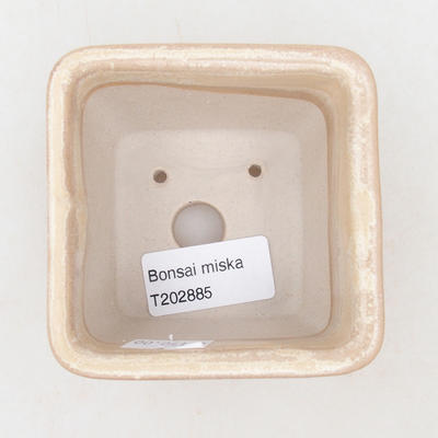 Ceramic bonsai bowl 8.8 x 8.5 x 5 cm, beige color - 3