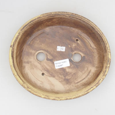 Ceramic bonsai bowl 24 x 21 x 5 cm, brown-yellow color - 3