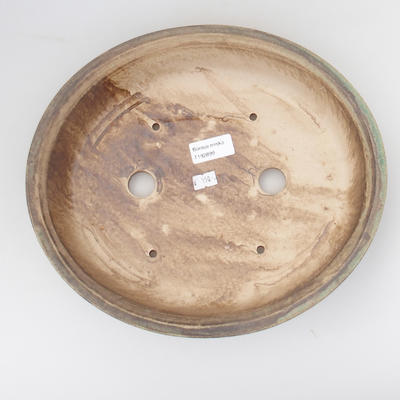 Ceramic bonsai bowl 29 x 25 x 6 cm, brown-green color - 3