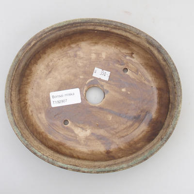 Ceramic bonsai bowl 20,5 x 18 x 4,5 cm, brown-green color - 3