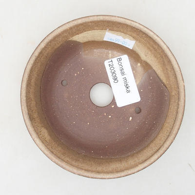 Ceramic bonsai bowl 11.5 x 11.5 x 3 cm, beige color - 3