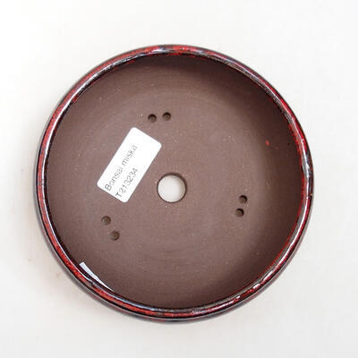 Ceramic bonsai bowl 13.5 x 13.5 x 5 cm, color red-black - 3