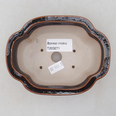 Ceramic bonsai bowl 13 x 10 x 5 cm, color brown-green - 3