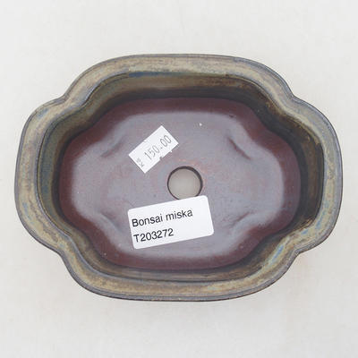 Ceramic bonsai bowl 13 x 10 x 5 cm, brown-blue color - 3