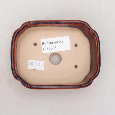 Ceramic bonsai bowl 11 x 8.5 x 4 cm, color orange-blue - 3