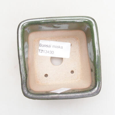 Ceramic bonsai bowl 8 x 8 x 5 cm, color metallic green - 3