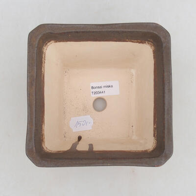 Ceramic bonsai bowl 14.5 x 14.5 x 11.5 cm, brown color - 3