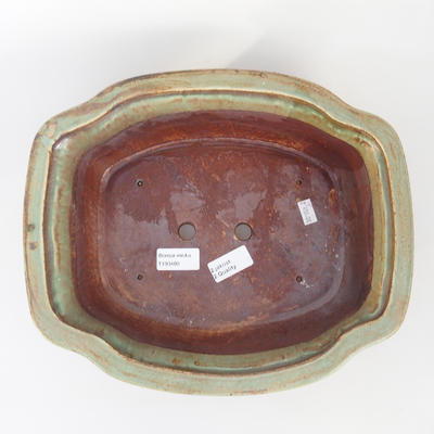 Ceramic bonsai bowl 30 x 25 x 5,9 cm, brown-green color - 2nd quality - 3