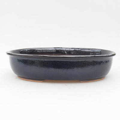 Ceramic bonsai bowl 22 x 17 x 5 cm, black-blue color - 3