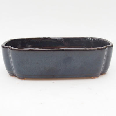 Ceramic bonsai bowl 18,5 x 13,5 x 5 cm, black-blue color - 3