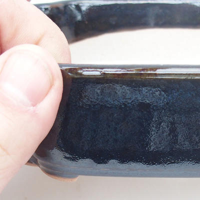 Ceramic bonsai bowl 15,5 x 11,5 x 4,5 cm, black-blue color - 3
