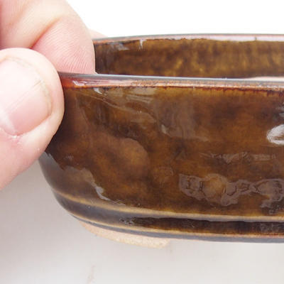Ceramic bonsai bowl 13 x 8,5 x 4 cm, brown color - 3