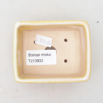 Ceramic bonsai bowl 9 x 7 x 4 cm, color yellow-white - 3