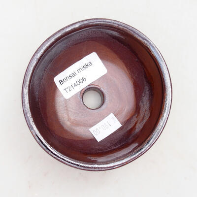 Ceramic bonsai bowl 9.5 x 9.5 x 5 cm, color brownish black - 3
