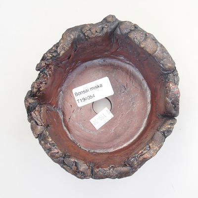 Ceramic bonsai bowl 12 x 12 x 5 cm, brown color - 3