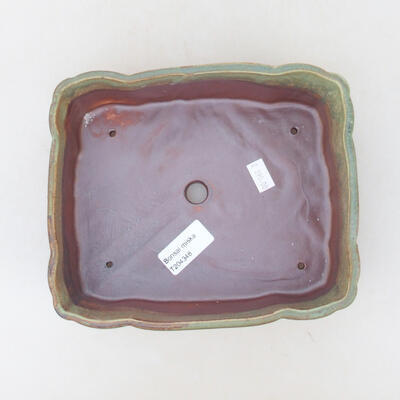Ceramic bonsai bowl 19.5 x 16.5 x 7 cm, color green-brown - 3