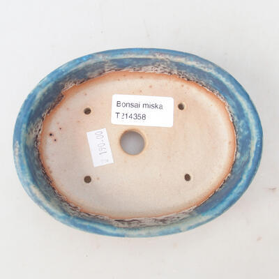 Ceramic bonsai bowl 13.5 x 10.5 x 3.5 cm, color blue-white - 3