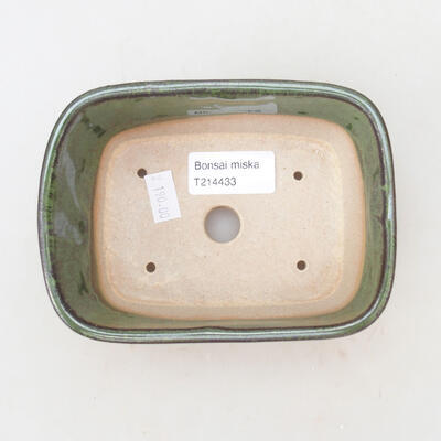 Ceramic bonsai bowl 13 x 10 x 6 cm, color green metal - 3