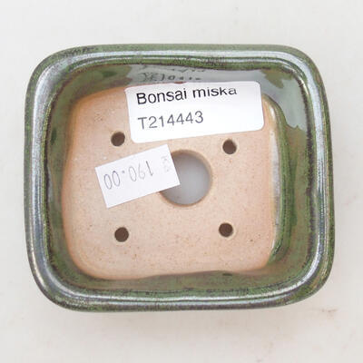 Ceramic bonsai bowl 8 x 7 x 3.5 cm, color green metal - 3