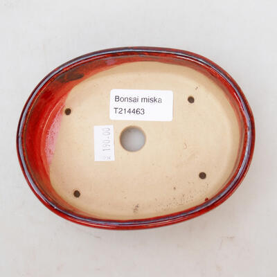Ceramic bonsai bowl 13 x 10 x 3.5 cm, red-brown color - 3