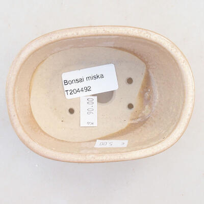 Ceramic bonsai bowl 11.5 x 8 x 5 cm, beige color - 3