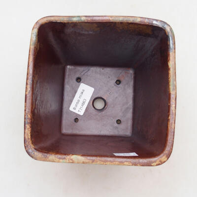Ceramic bonsai bowl 13 x 13 x 15 cm, color brown - 3