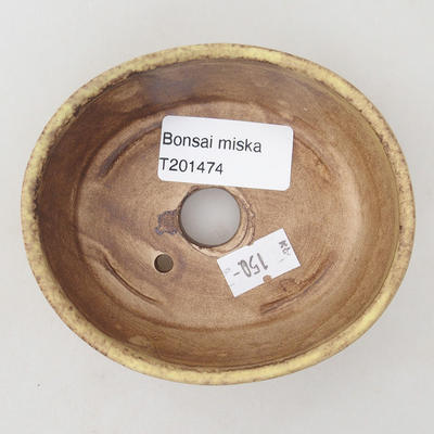Ceramic bonsai bowl 10 x 8.5 x 3.5 cm, color brown-yellow - 3
