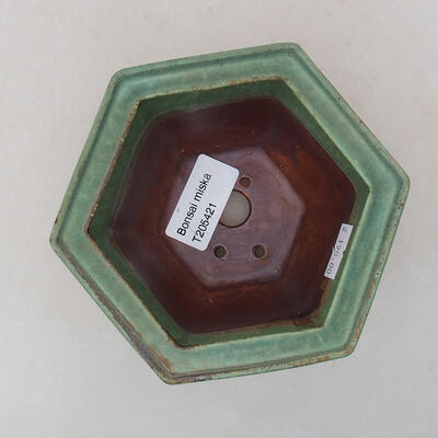 Ceramic bonsai bowl 11.5 x 10.5 x 7.5 cm, color green - 3