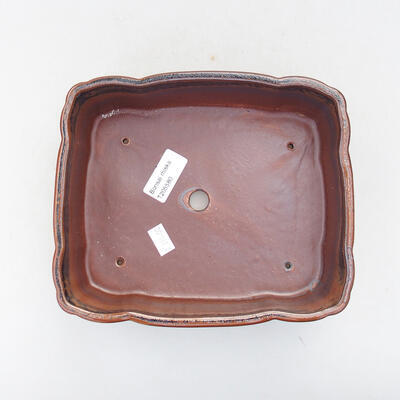 Ceramic bonsai bowl 20 x 16.5 x 6.5 cm, brown-black color - 3