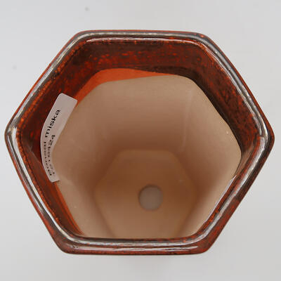 Ceramic bonsai bowl 9.5 x 9 x 15 cm, color orange - 3