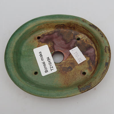 Ceramic bonsai bowl 12.5 x 10.5 x 2 cm, color green - 3