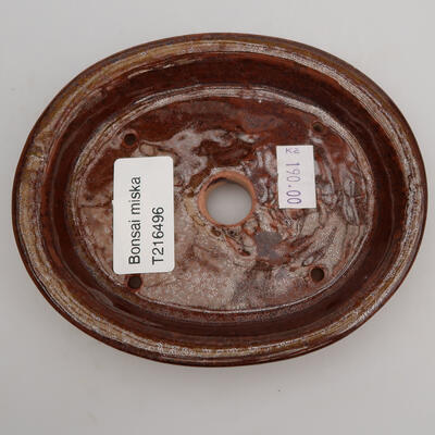 Ceramic bonsai bowl 12.5 x 10.5 x 2 cm, color brown - 3