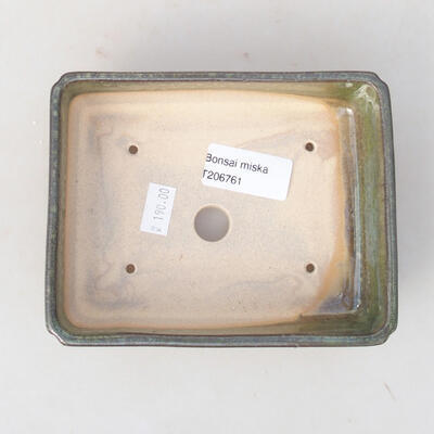 Ceramic bonsai bowl 14 x 10.5 x 3.5 cm, color green - 3