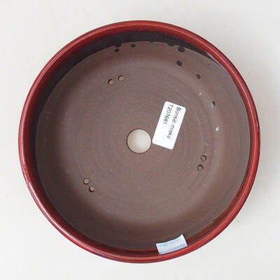 Ceramic bonsai bowl 18.5 x 18.5 x 5.5 cm, red color - 3
