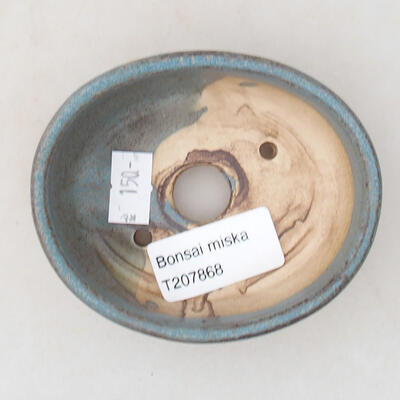 Ceramic bonsai bowl 9 x 7.5 x 3 cm, color blue - 3