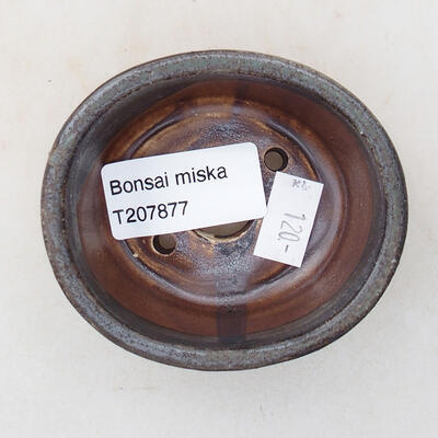 Ceramic bonsai bowl 7.5 x 6.5 x 3.5 cm, brown color - 3