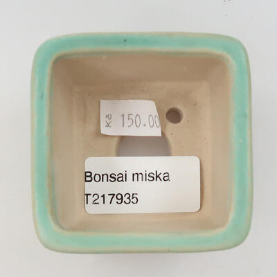 Ceramic bonsai bowl 6.5 x 6.5 x 4 cm, color green - 3
