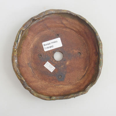 Ceramic bonsai bowl 16,5 x 16,5 x 4,5 cm, brown-green color - 3