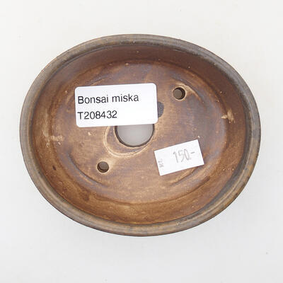 Ceramic bonsai bowl 9.5 x 8.5 x 3.5 cm, brown color - 3
