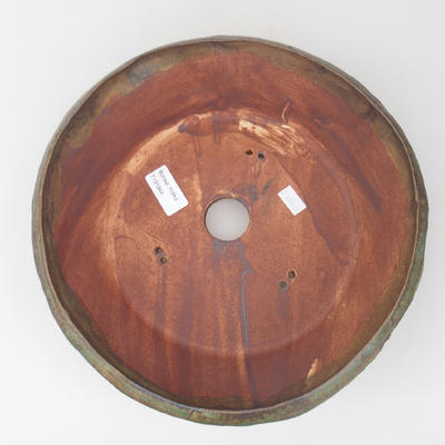 Ceramic bonsai bowl 28 x 28 x 8 cm, brown-green color - 3